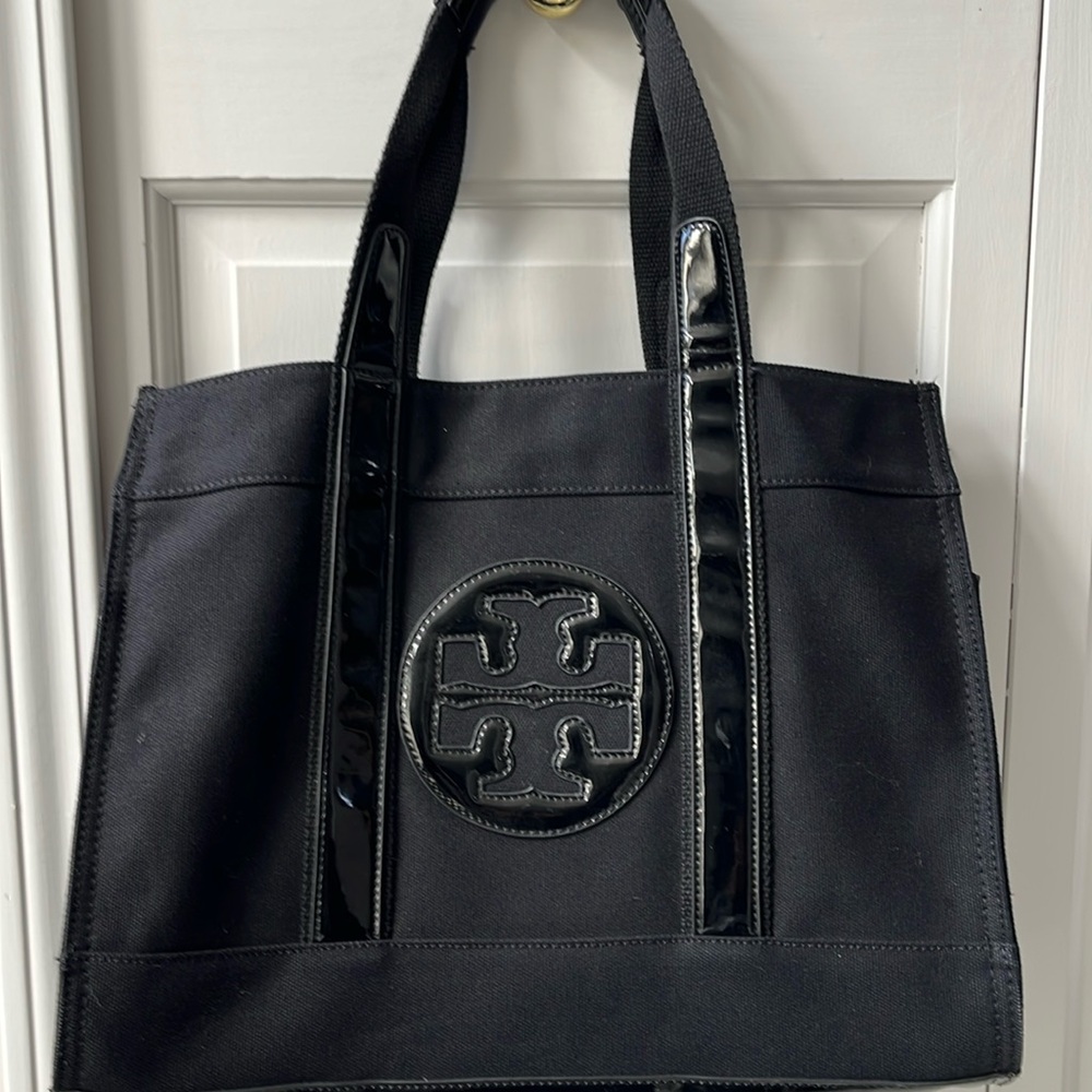 Tory Burch copy Tote Bag, canvas with vinyl trim
